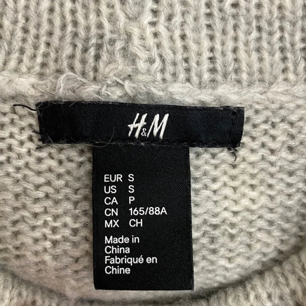 H&M Grey Alpaca Wool Blend Cowl Neck Cropped‎ Knit Sweater Small 0233852 0